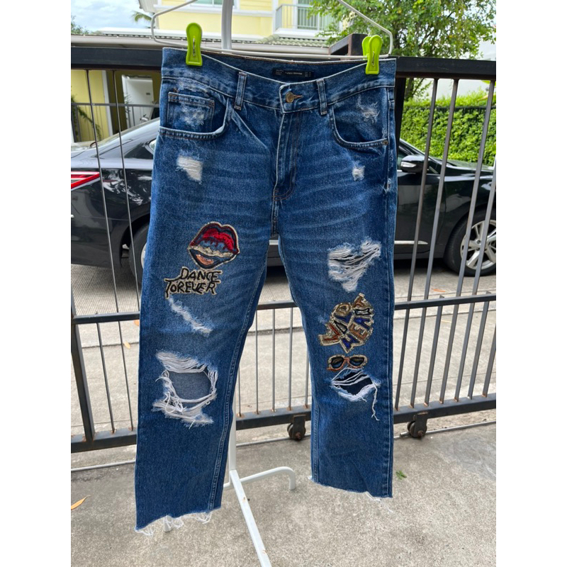 zara jeans ตกแต่งช่วงขา