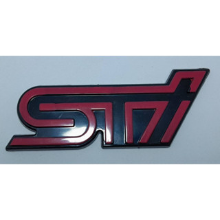 LOGO Subaru Sti  โลโก้ ซูบารุ เอสทีไอ สติกเกอร์พลาสติก ติดท้ายรถยนต์  ขนาด สูง 3 cm. ยาว 9 cm. สินค้ามารับประกัน