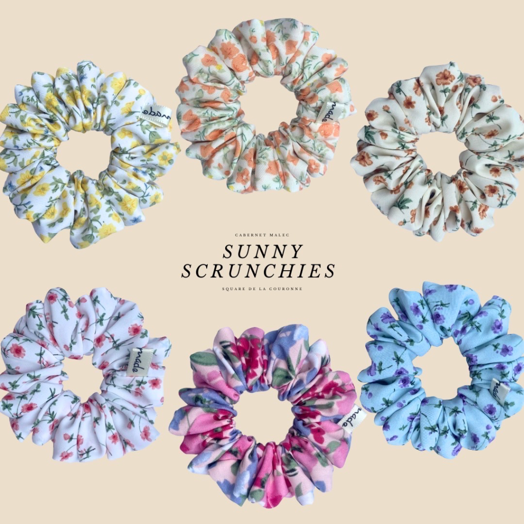 ยางรัดผม Sunny Scrunchies ยางรัดผมโดนัท ลายดอกไม้ น่ารักสดใส