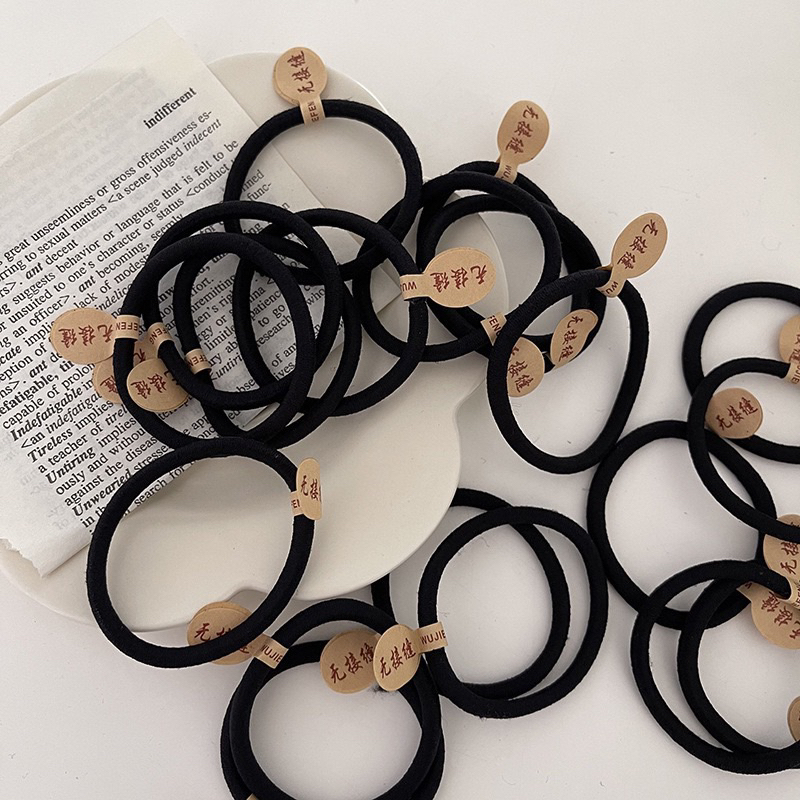 พร้อมส่งจากไทย D-09 ยางรัดผมสีดำ10เส้น เส้นหนารัดผมแน่น ยางดำรัดผม