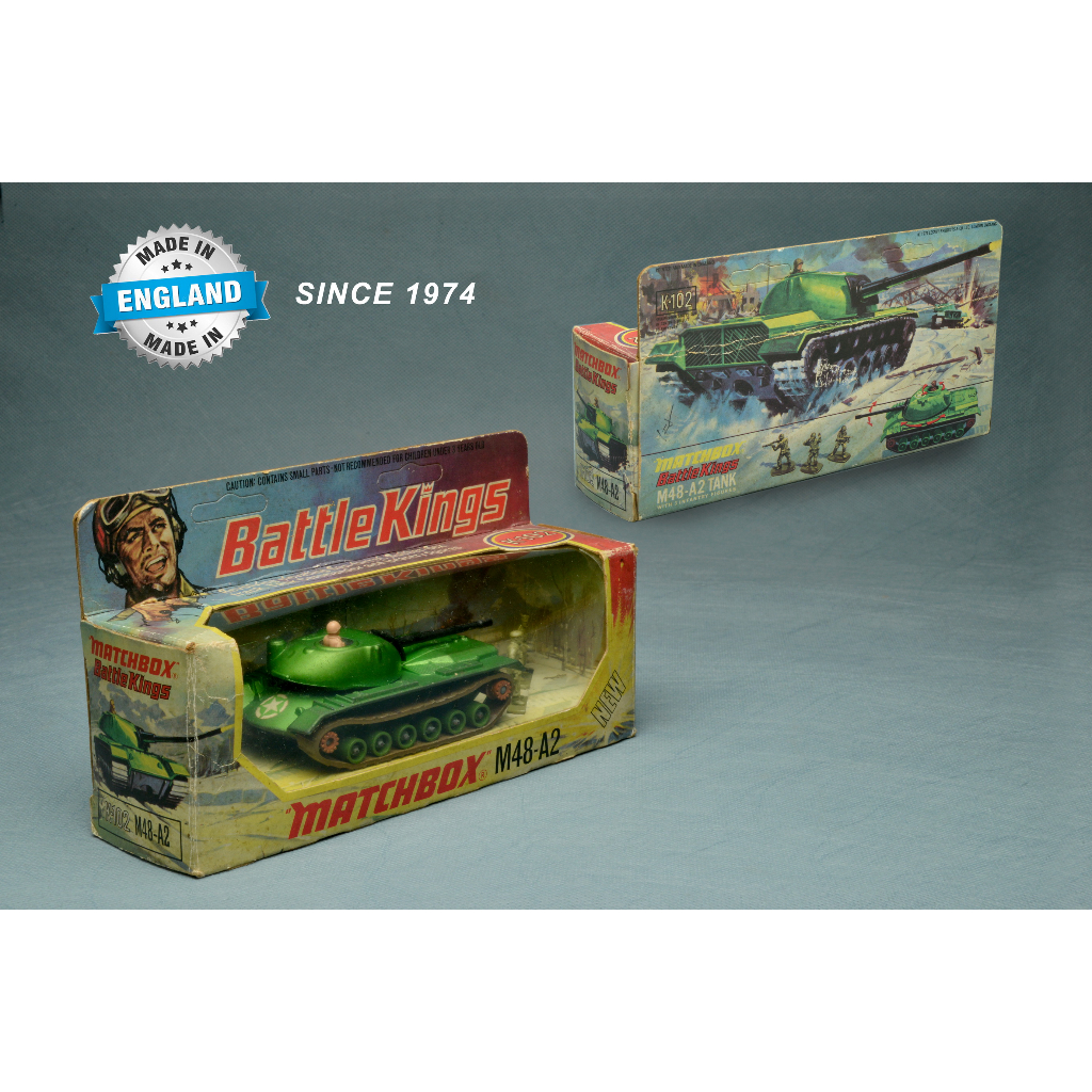 No.2181 โมเดลรถเหล็ก Matchbox Battle King K102 – M48-A2 Tank ผลิตในอังกฤษ โดย Lledo ปี 1974