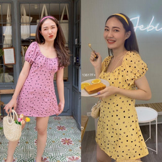 MM13617 เดรสคอเหลี่ยมหัวใจ Heart Square Neck Dress