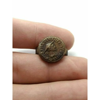 แหวนแกะสลักโรมัน กรีกโบราณ ขนาด 52 Unique Roman Greek Brass Signet Intaglio Engraved Round Ring Size 52 or 6US Jewelry