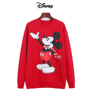 เสื้อมิคกี้ เสื้อวอร์ม เสื้อกันหนาว DISNEY  ❤️เสื้อวอร์มสีแดง ทรง oversize 🖤สกรีนลาย MICKEY &amp;Minnie mouse (TS143)