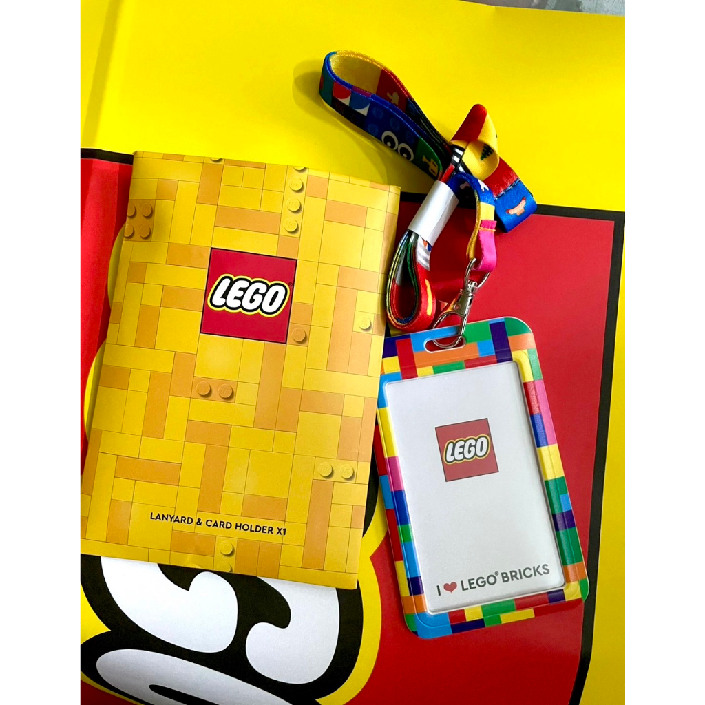 Lego สายคล้องบัตรพร้อมกรอบใส่บัตร แถมซองเก็บ มีสีเดียว ที่ห้อยบัตร สายคล้องคอ Card Holder + Neck Lanyard