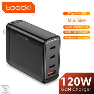 Toocki 120W GAN อแดปเตอร์ชาร์จเร็ว ประเภท C USB QC3.0 สี่พอร์ตชาร์จเร็ว สำหรับแล็ปท็อป แท็บเล็ต โทรศัพท์มือถือ