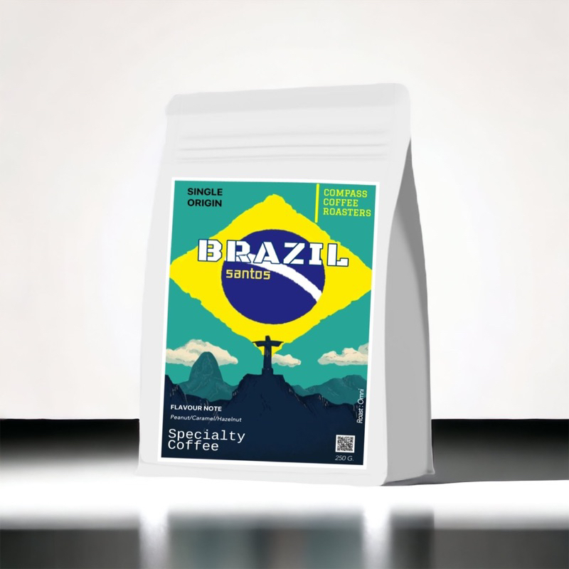 เมล็ดกาแฟ หอมคาราเมล คั่วกลาง BRAZIL Santos ขนาด 250 g 