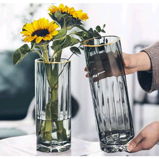 พร้อมส่ง 【Becky home shop】แจกันแก้วสไตล์ยุโรปสูง โปร่ง ใส่ดอกไม้ไว้พระ ตกแต่งห้องนั่งเล่น SAN-CCT