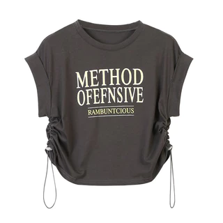 KSAพร้อมส่ง เสื้อครอปสาวอวบน่ารักๆ ท็อป oversize T-shirt เสื้อผ้าผู้หญิงสไตล์เกาหลี เสื้อยืดเอวลอยแขนสั้นแฟชั่น สกรีนลาย