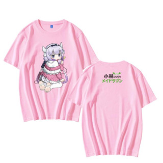 เสื้อยืดอะนิเมะแม่บ้านมังกรของโคบายาชิ Kanna Kamui สุดน่ารักพิมพ์คอกลม INS เทรนด์อนิเมะ