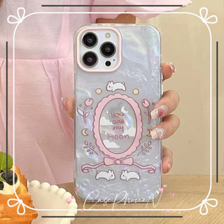 เคสไอโฟน iphone 11 14 Pro Max หูกระต่าย กระต่าย ลายเปลือก เคส ป้องกันการตก ขอบเต็ม iphone 12 13 Pro Case for iPhone