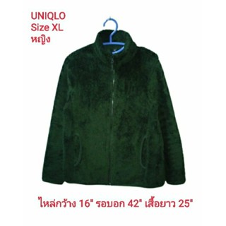 Uniqlo Fluffy fleece✌เสื้อกันหนาวผ้าฟลีซขนฟูมือสองสำหรับผู้หญิง