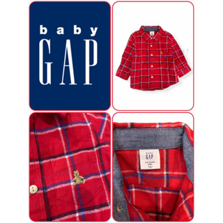 Baby Gap เสื้อเชิ๊ตเด็กเล็ก ลายสก็อตสีแดง&amp;ลายมิกกี้เม้าส์