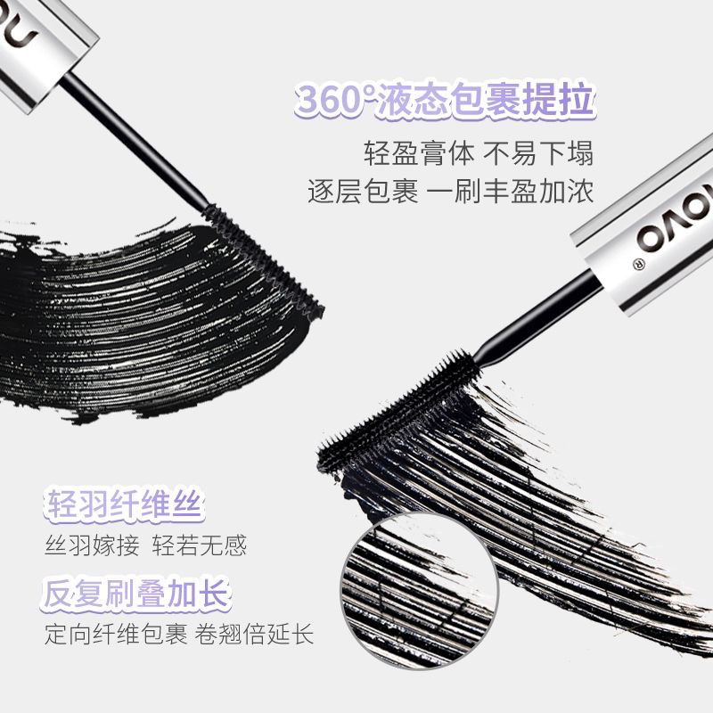 5876 睫 (ใหม่/แท้) NOVO มาสคาร่า 2 หัว ปัดแล้วขนตาหนายาว งอน เด้ง กันน้ำ  Mascara (สีดำ) - รูปที่ 7