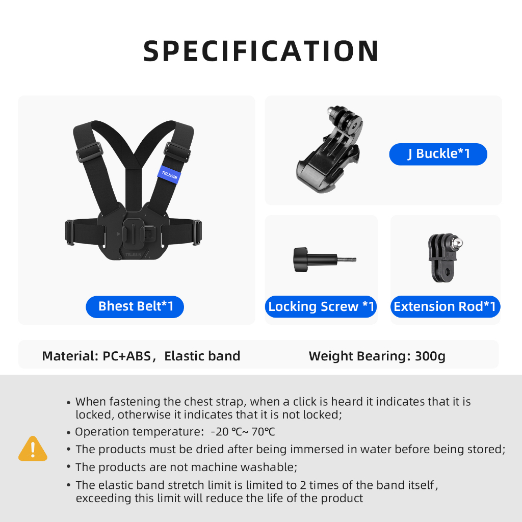 TELESIN (GP-UCS-001) New Vest Chest Strap for Action Cameras.