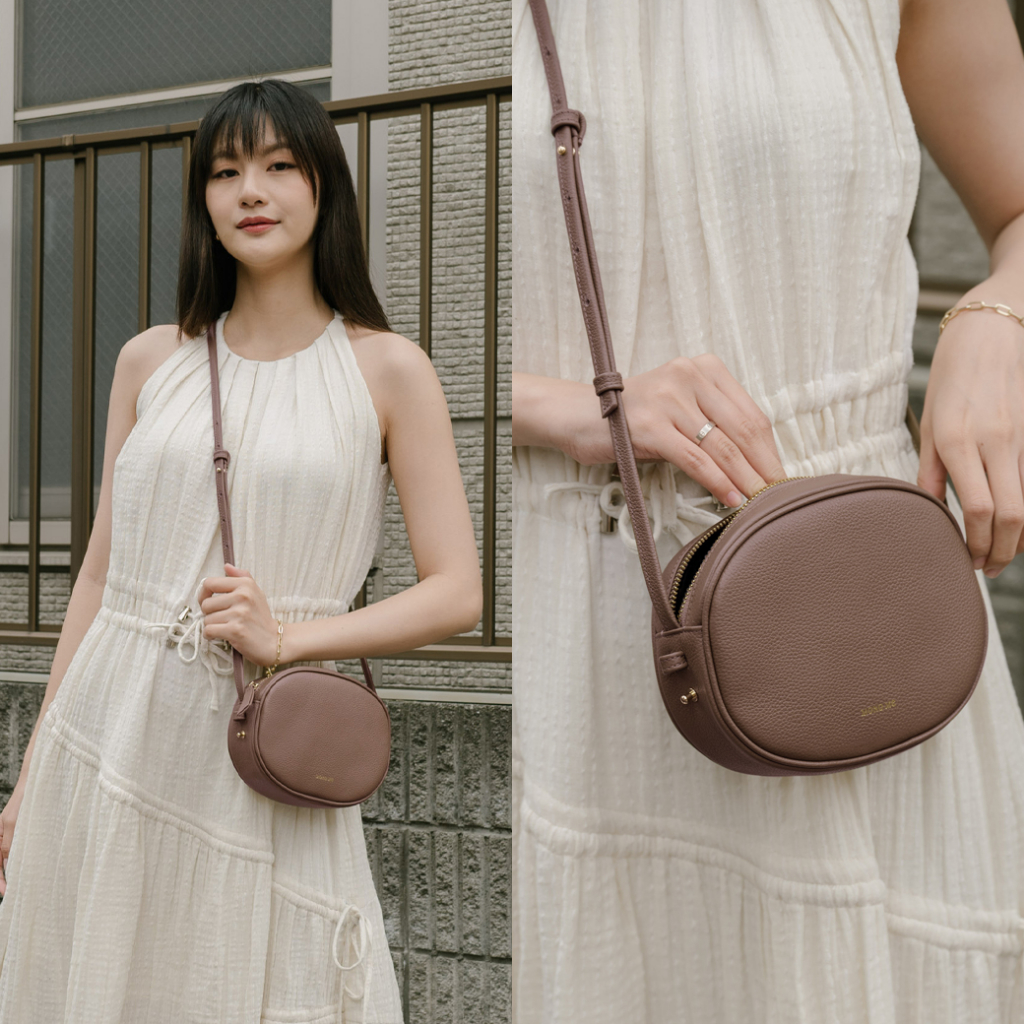 SALE งานเกรดB: OVAL Bag กระเป๋าสะพายทรงวงรี หนังวัวแท้ทั้งใบ