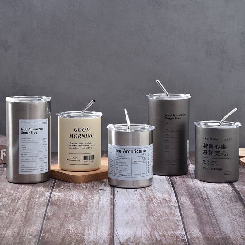 (พร้อมส่งจากไทย) แก้วสแตนเลส 304 พร้อมหลอด เกรดพรีเมี่ยม เก็บความเย็นได้นาน8-12ชม.