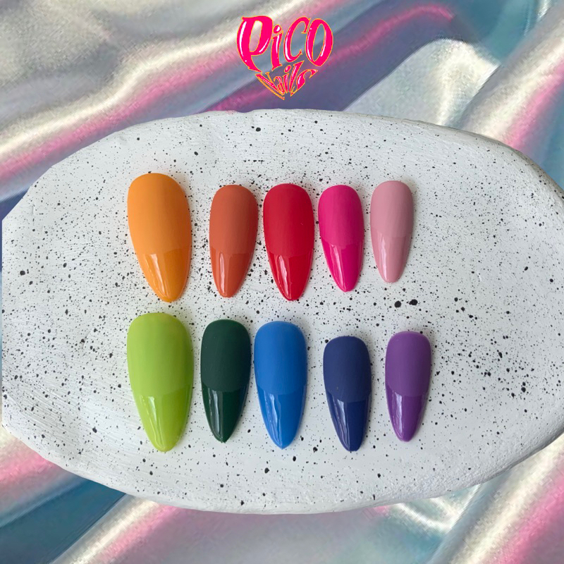 Pico.nails - เล็บปลอม เล็บเจลสีรุ่ง หลายสี กึ่งแมทกึ่งเงา (เล็บปลอมสั่งทำ) เล็บปลอมสายฝอ