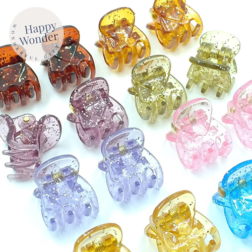 2 ชิ้น กิ๊บติดผม กิ๊บหนีบผม ตัวเล็ก 1.5 cm น่ารัก กลิตเตอร์ แบบใส กิ๊บจิ๋ว