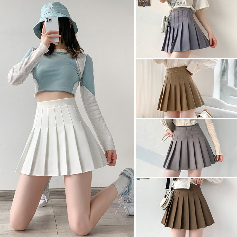 จัดส่งทันที หลายสี สไตล์เกาหลี กระโปรงพลี