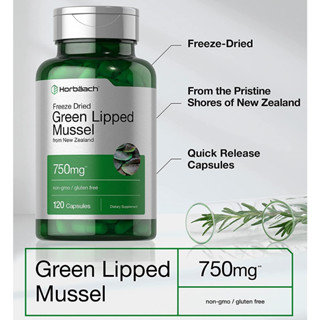 Horbaach Green Lipped Mussel 750 mg อาหารเสริม บำรุงข้อ สะโพก สะบ้า เอ็น สารสกัดจากหอยแมลงภู่นิวซีแลนด์