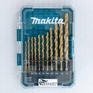 Makita ชุดดอกสว่านเจาะเหล็ก HSS-TIN(สีทอง)13 ดอก/ชุด Makita D-72908(ของแท้)