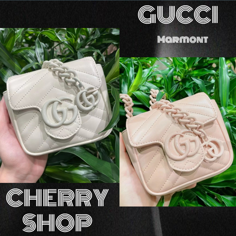 🍒กุชชี่ Gucci GG Marmont quilted belt bag กระเป๋าโซ่/กระเป๋าสะพายไหล่