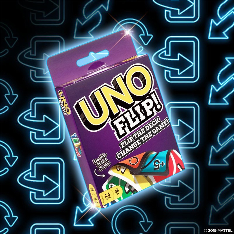 การ์ดเกม อูโน่ ฟลิป รุ่นGDR44 UNO FLIP CARD ไพ่อูโน่ กล่องม่วง เกมวงเหล้า TY719