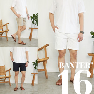 กางเกงขาสั้นผู้ชาย EXTRA FINE CHINO 16 นิ้ว รุ่น BAXTER 16 - RALPH T กางเกงขาสั้นชาย สีขาว