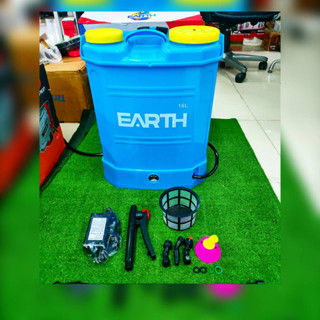 EARTH เครื่องพ่นยา รุ่น EARTH 16L 16ลิตร สีน้ำเงิน แบตเตอรี่ สะพายหลัง (พร้อมหัวฉีด4แบบ) เครื่องพ่นยา ฉีดยา