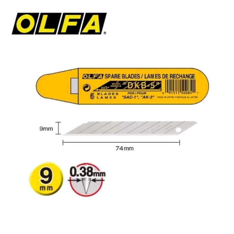 OLFA ใบมีดคัตเตอร์ 30° (DKB-10) จำนวน 1 หลอด บรรจุ 10 ใบมีด