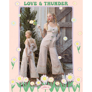 LOVE &amp; THUNDER JUMPSUIT⚡️ ชุดจั๊มสูท ผ้าทวีตลายสก๊อต ปักดอกไม้ไหมพรม