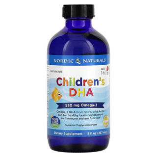 Nordic Naturals, DHA สำหรับเด็กอายุ 1-6 ปี รสสตรอว์เบอร์รี่ ขนาด 530 มก. 8 ออนซ์ (237 มล.)