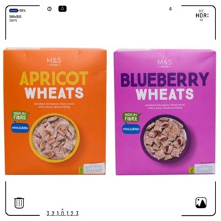 m,&amp;s apricot wheats🍑 blueberry wheats 🫐ธัญพืชโฮลวีทอบกรอบไส้แอปริคอทและไส้บลูเบอร์รี่500กรัม