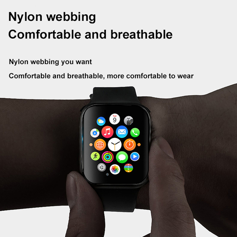 2 in 1 สายนาฬิกาไนลอนสำหรับ Iwatch Series 9 8 6 7 SE 5 4 3 2 1 ทอสายนาฬิกาไนลอน 40mm44mm45mm42mm38/44mm