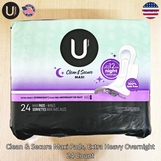 U by Kotex® Clean &amp; Secure Maxi Pads, Extra Heavy Overnight 24 Count แผ่นผ้าอนามัยมีปีก สำหรับตอนกลางคืน