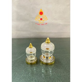 ผอบทรงโถใส ผอบบรรจุพระธาตุ โถใสเนื้ออะคริลิค งานปิดทองคำเปลวแท้
