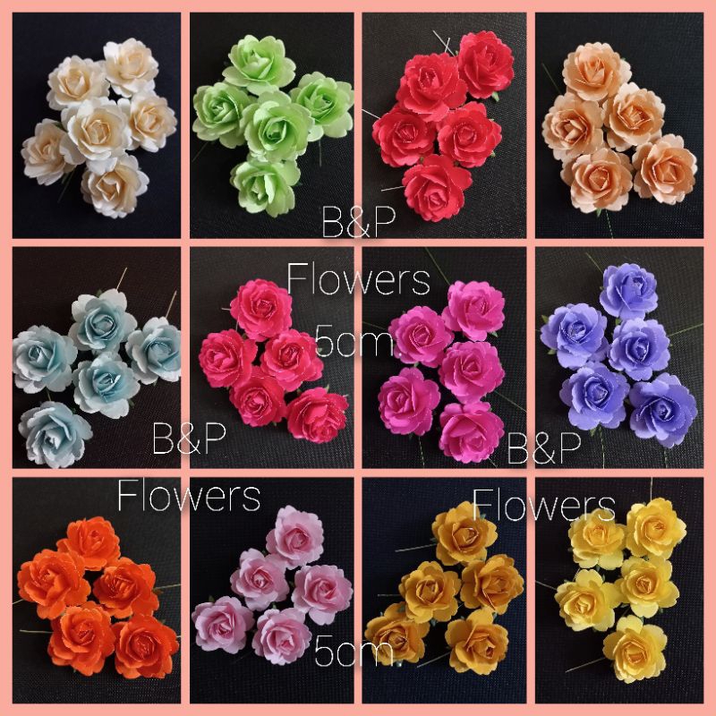 กุหลาบ5cm.แพค12ดอก *พร้อมส่ง* #ดอกตกแต่ง #กุหลาบแฮนด์เมด