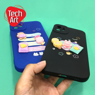 i7+ i11/Samsung  A14 A23 A52  A53(5G)เคสมือถือนิ่ม TPU กันเลนส์กล้องนูนลายการ์ตูนติดอะไหล่นูน