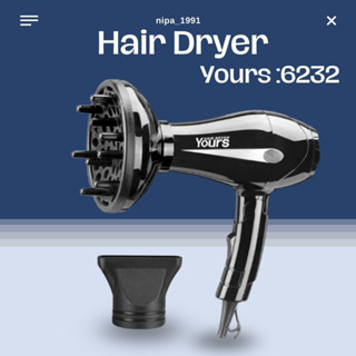 ไดร์เป่าผม พับเก็บได้ 1000Wแท้ Hair Dryer แบรนด์Yours รุ่น6232