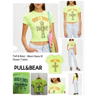 💚P U L L &amp; B E A R - Neon Guns NRoses CropT-shirt 💚size L,Mex30