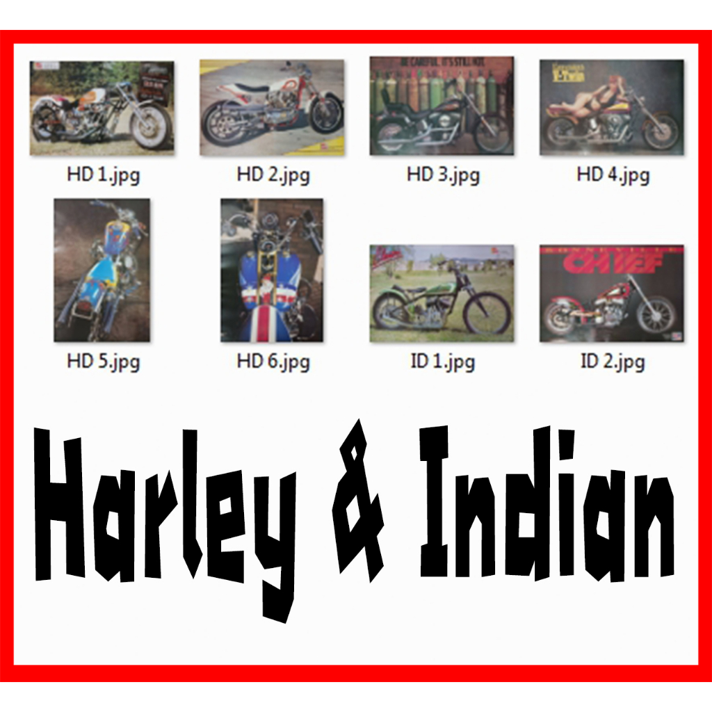 โปสเตอร์ รุ่นเก่า Harley Davidson & Indian Motorcycle (8แบบ) หายาก รูป ภาพ รถ ติดผนัง poster ประมาณ30x20.5นิ้ว(76x52ซม.)