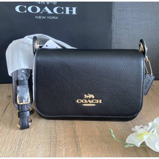 👜💚กระเป๋าสะพาย หนังสีดำ สวยเรียบ แต่หรูใช้ได้บ่อยNEW COACH SMALL JES MESSENGER WITH SIGNATURE CANVAS STRAP