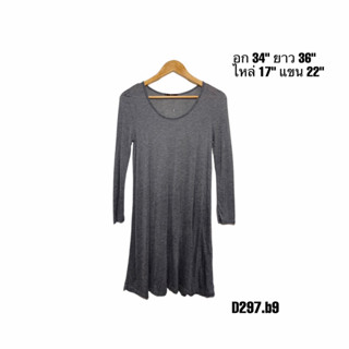 Dress ผ้่าร่องลื่นใส่สบายไม่ต้องรีดสีเทา อก 34 ยาว 36 D297.b9