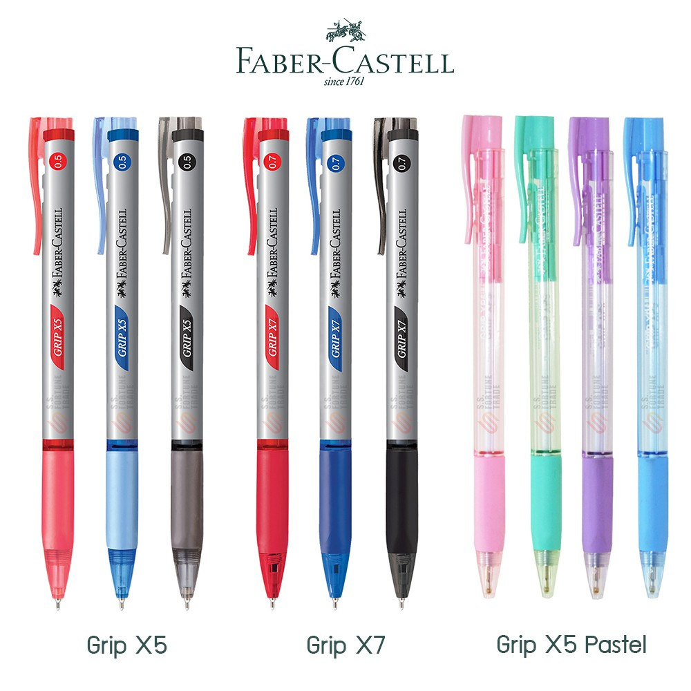 Faber-Castell ปากกาลูกลื่น แบบกด แบบปลอก  0.5 0.7