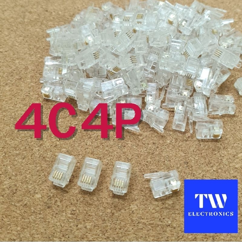 หัวเสียบหูโทรศัพท์บ้าน RJ9/RJ10/RJ22 **4P4C แบบ4เขี้ยว (จำนวน10, 20, 50 ชิ้น)