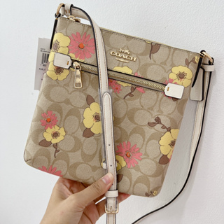 💚แท้💯 พร้อมส่ง💚Coach CH717 Mini Rowan File Bag In Signature Canvas With Floral Cluster Print