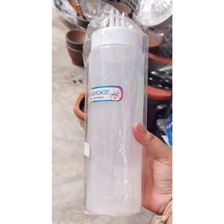 ขวดซอส ขวดบีบ สีใสขาว แบบ 3 รู เกรดA ขนาด 700 ml