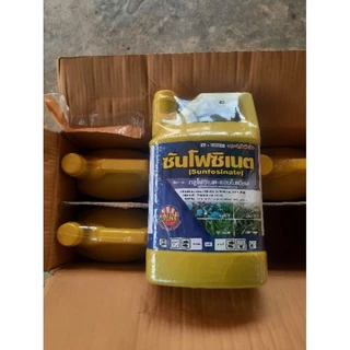 ซันโฟสิเนต 4 ลิตร ฝาแดง สูตร น้ำเข้ม กลูโฟสิเนต กำจัดวัชพืช แบบน๊อคกึ่งซึม ปลอดภัยต่อพืชประธาน ร่องสวน ร่องมันร่องอ้อย