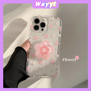 💖จัดส่ง24ชม TH💖iPhone 14 13 12 11 Pro Max เคส for เคสไอโฟน11 เรียบง่าย บางเบาพกพาง่าย โปร่งใส ดอกไม้ พร้อมขาตั้ง Case